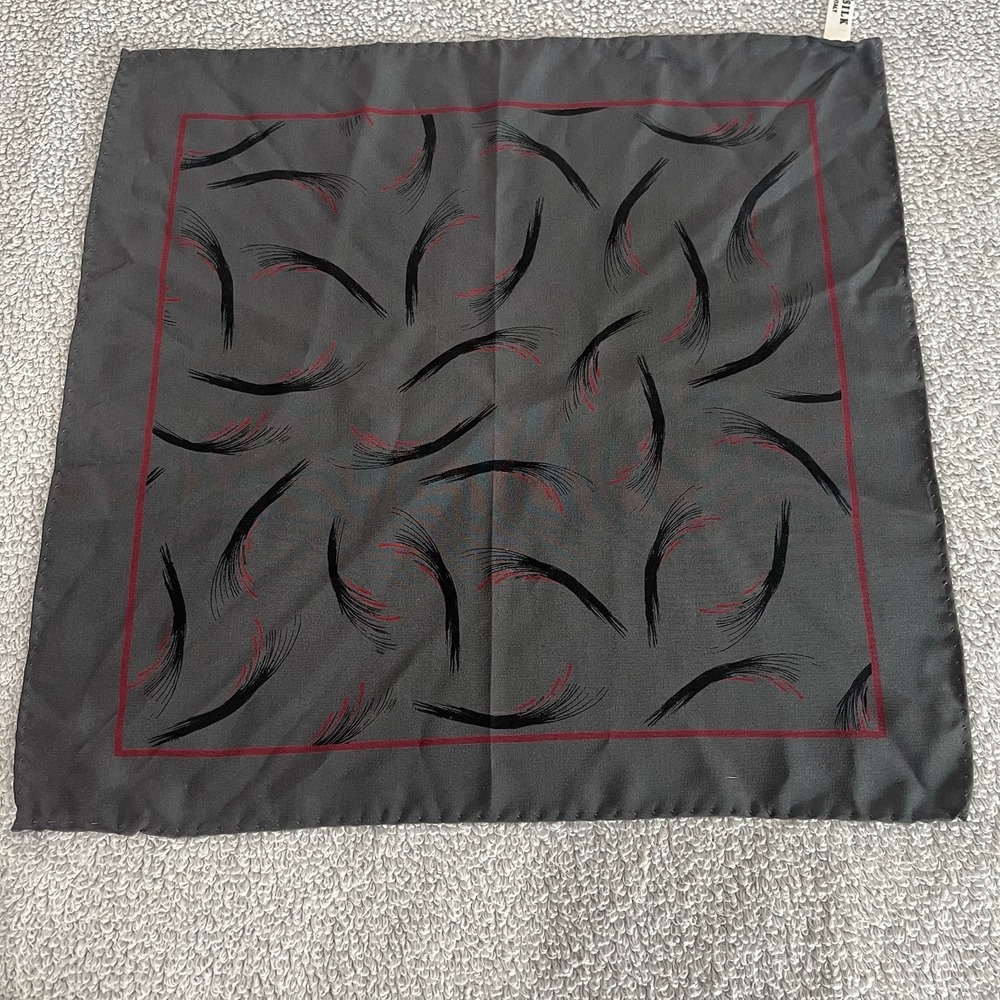100% Silk Gray Abstract Print Pocket Square Mens Accessories 11.5x11.5"